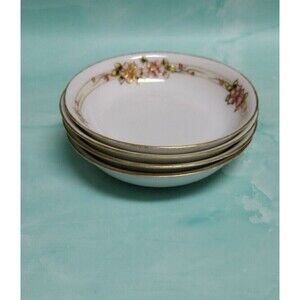 Vintage Nippon 5” Desert Candy Bowl Floral Hand Painted Lot Of 4 Gold Trim -READ